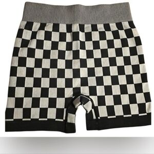 Kimberly Checkered Black and White Biker Shorts